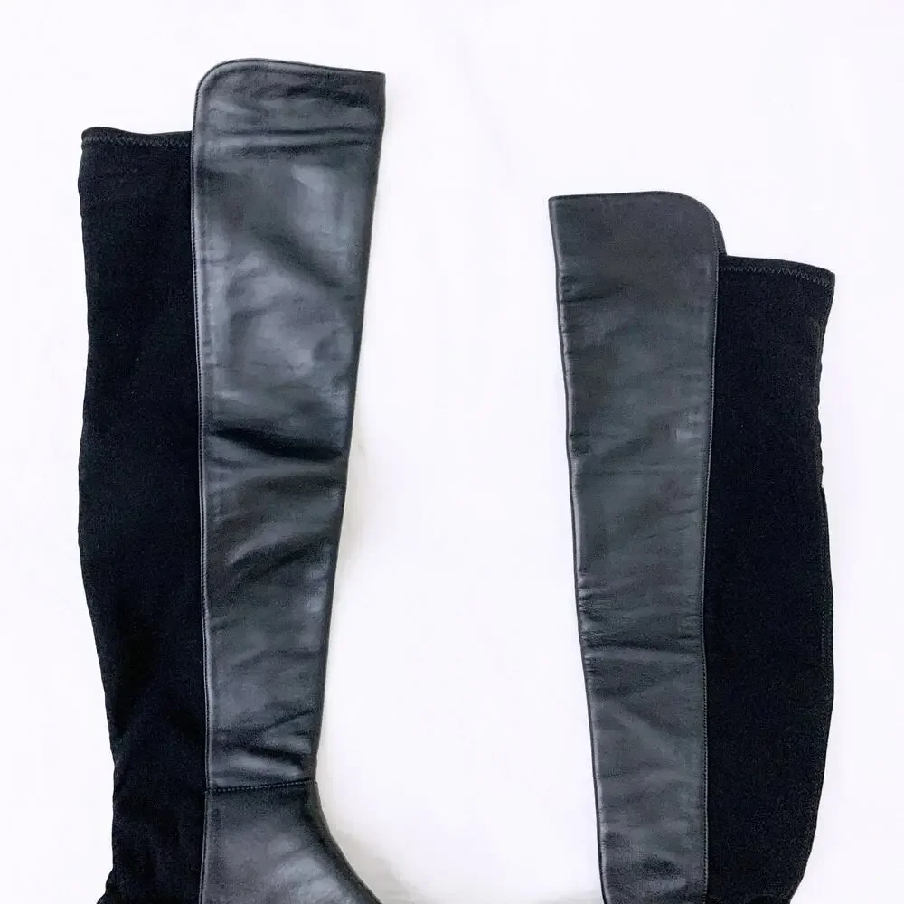 STUART WEITZMAN 5050 leather and stretch knee boots
